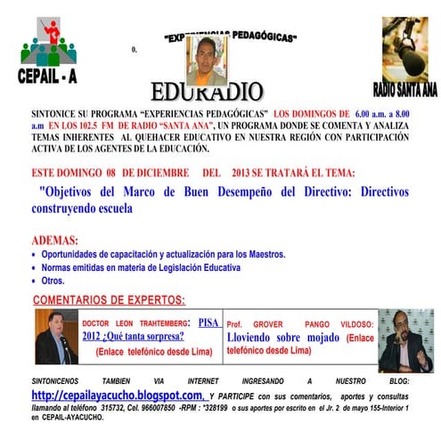 EDURADIO Y TEMA DEL DOMINGO 08-12-13