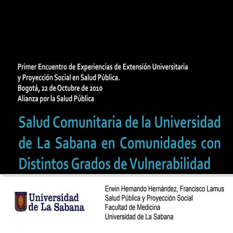 Enfoque de Salud Comunitaria, Universidad de La Sabana