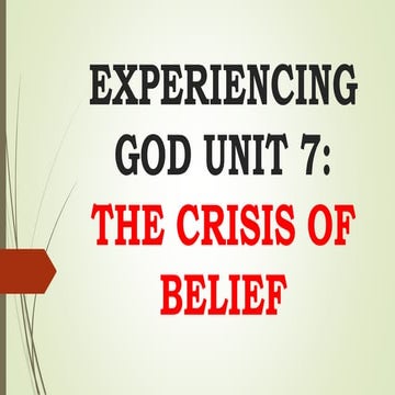 October 21, 2018-  Sunday Service - Experiencing God Unit 7 - The Crisis of B...