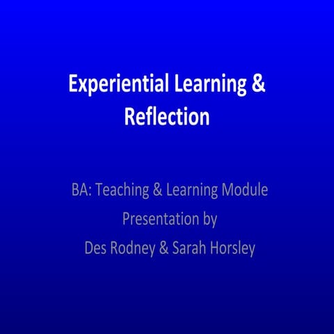 Experiential Learning  & Reflection