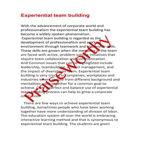 Experiential team building