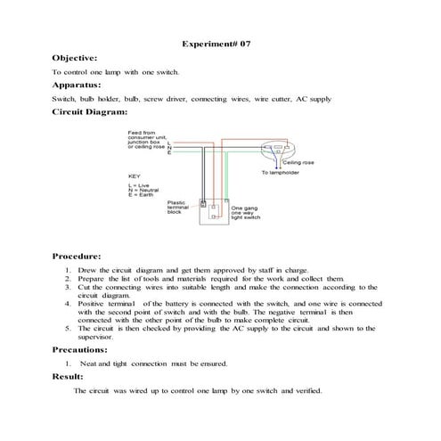 To control one lamp with one switch.