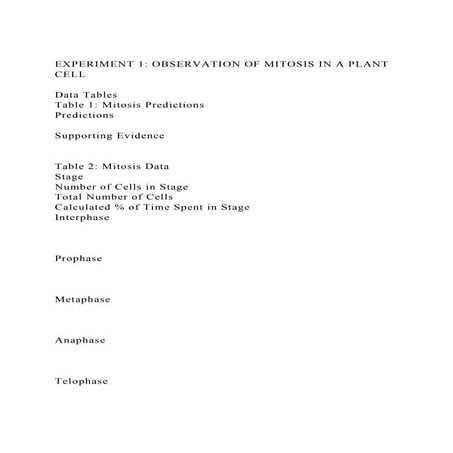 EXPERIMENT 1 OBSERVATION OF MITOSIS IN A PLANT CELLData Table.docx
