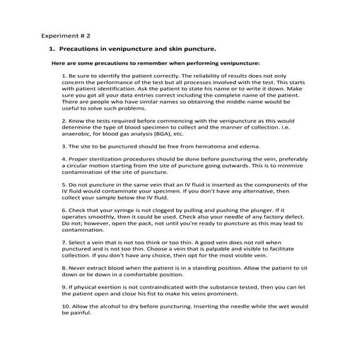 Blood Banking.. Experiment # 2