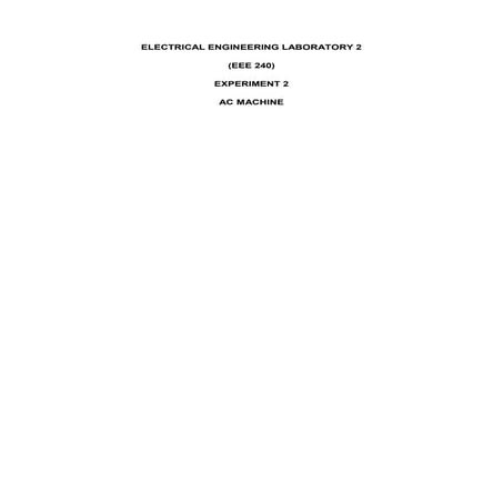Experiment 2 AC Machines