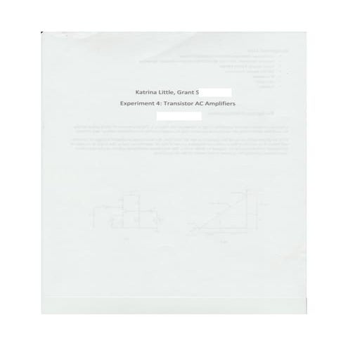 Experiment 4, Transistor AC Amplifiers