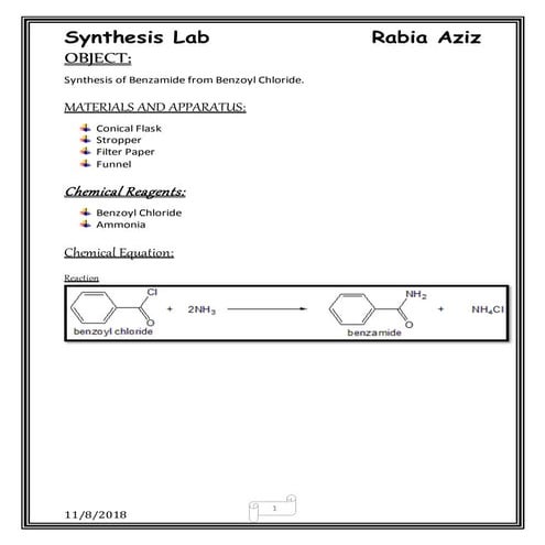 Synthesis of benzamide from benzyl chloride