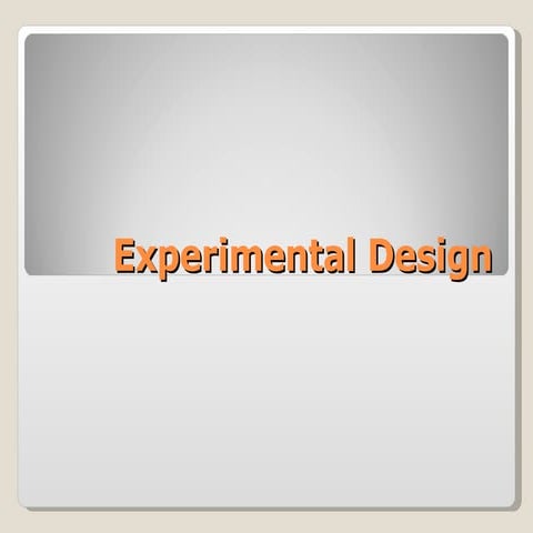 Experimental Design