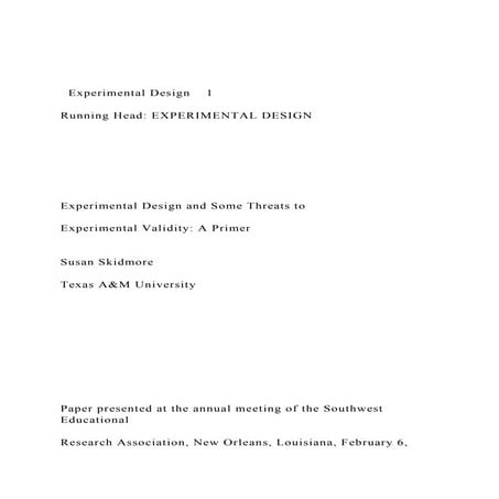 Experimental Design    1  Running Head EXPERIMENTAL DES.docx