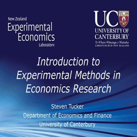 Experimental Economics - Steve Tucker