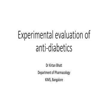 Experimental evaluation of anti-diabetics