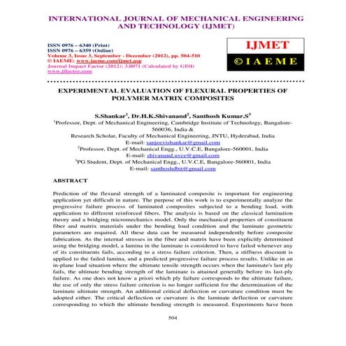 Experimental evaluation of flexural properties of polymer matrix composites