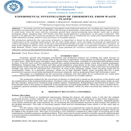 Experimental investigation of thermofuel from waste plastic
