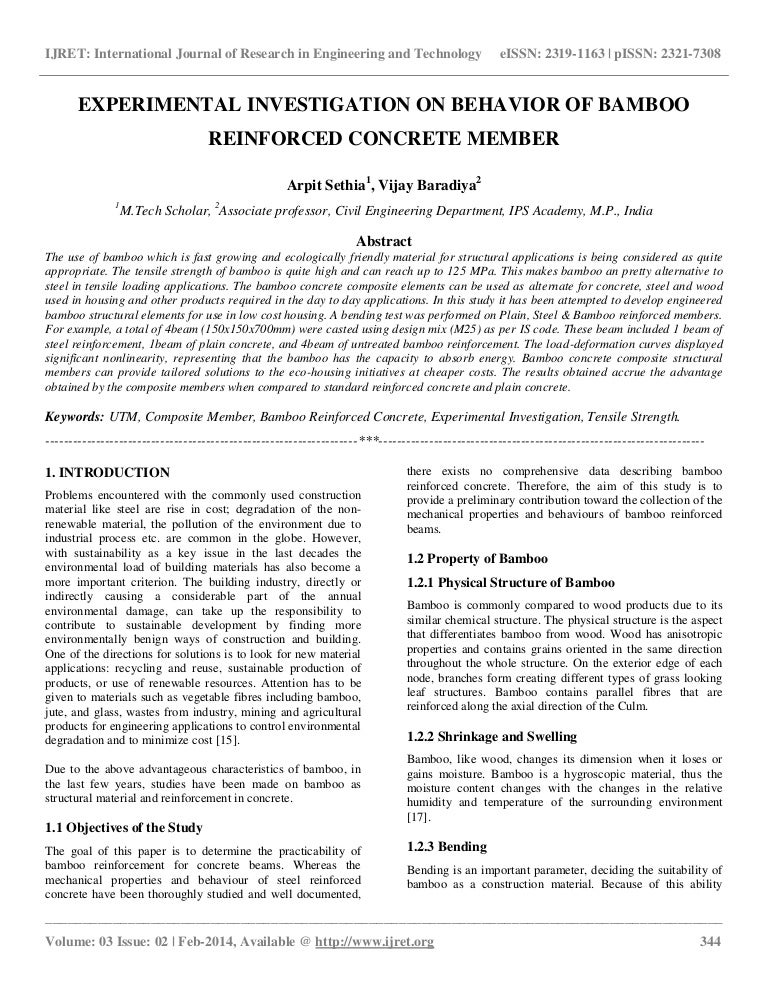 Replacement of steel by bamboo reinforcement picture