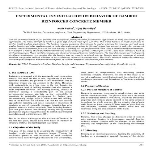 Experimental investigation on behavior of bamboo reinforced concrete member