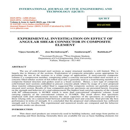 EXPERIMENTAL INVESTIGATION ON EFFECT OF ANGULAR SHEAR CONNECTOR IN COMPOSITE ...