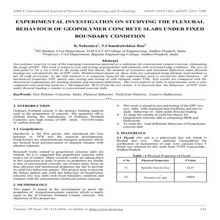 Experimental investigation on studying the flexural behaviour of geopolymer c...