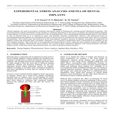 Experimental stress analysis and fea of dental implants