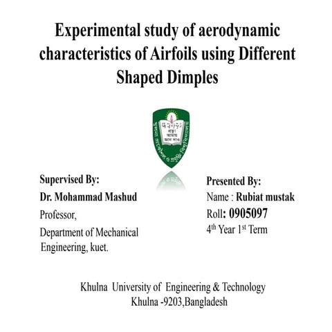 Experimental study of aerodynamic characteristics of airfoils using | PPTX