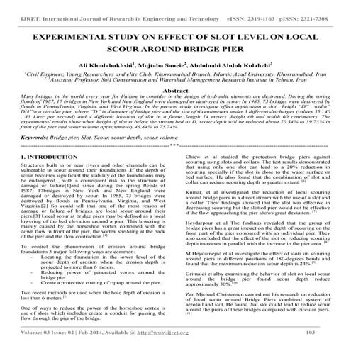 Experimental study on effect of slot level on local scour around bridge pier