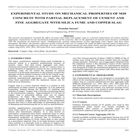 Experimental study on mechanical properties of m30 concrete with ...