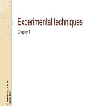 Experimental techniques