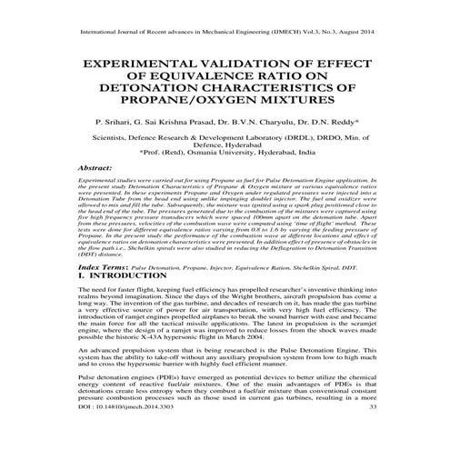 Experimental validation of effect of equivalence ratio on detonation characte...
