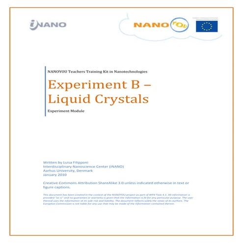 Experiment with liquid crystals - Teacher guide