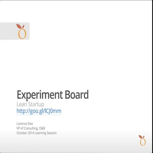 Experiment board - Lean Startup Machine