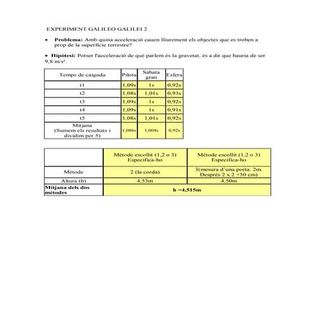 Experiment galileo galilei | PDF
