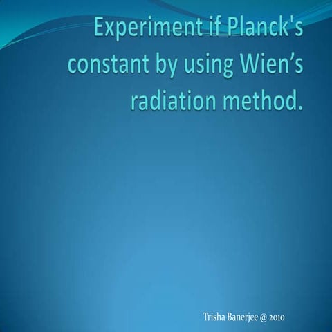 Experiment if planck's constant