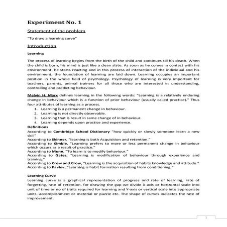 Experiments Related to Psychology | PDF