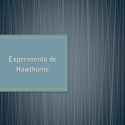 Experimento de hawthorne jueves diurno