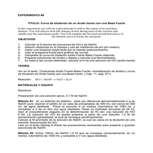 Experimentos de Quimica Analitica (9, 10 y 11)