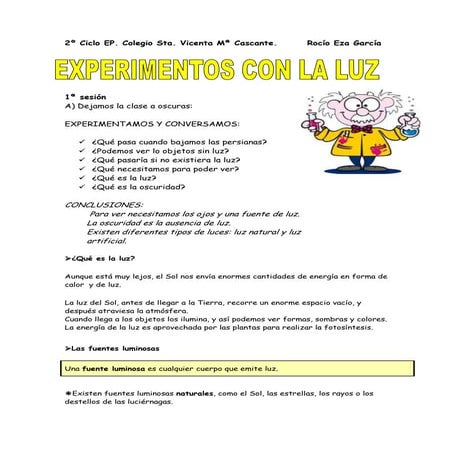 Experimentos con luz. rocío eza