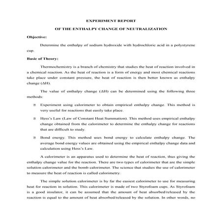 Entalphy's Experiment report