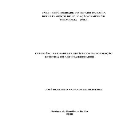 Monografia Jose Benedito pedagogia 2010