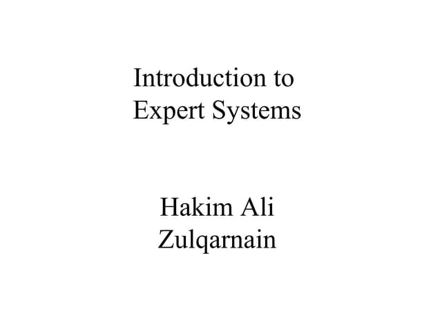 Expert systems-hakim