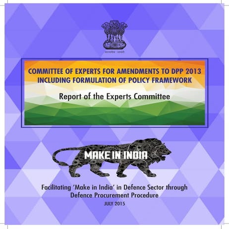 Expert committee report on DPP 2013