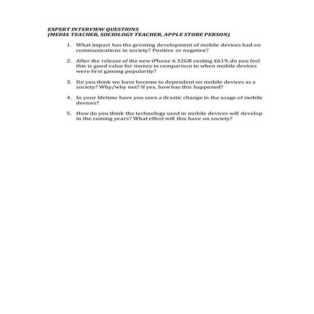 Expert interview questions | DOCX