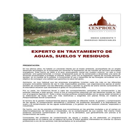 Experto en tratamiento de aguas, suelos y residuos