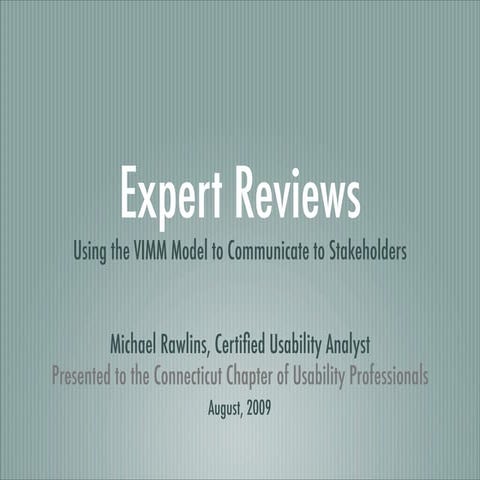 Conducting Expert Reviews Using the VIMM Model | PDF | Computer ...