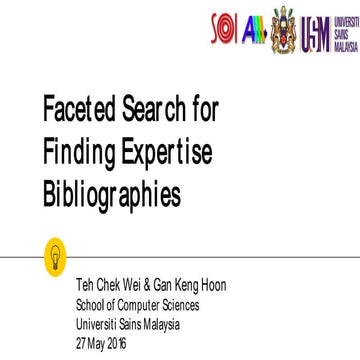 Faceted Search for Finding Expertise Bibliographies