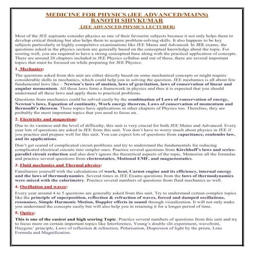 Expert speak on jee physics