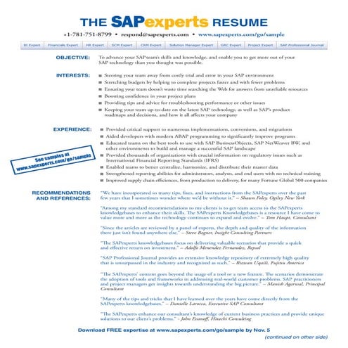 SAPexperts Resume