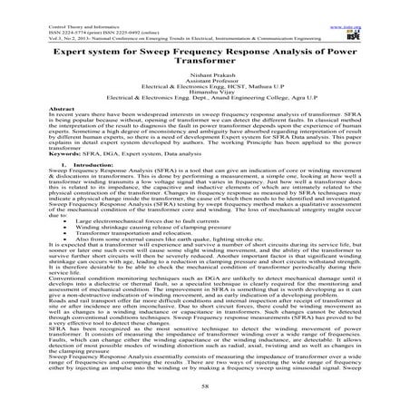 Expert system for sweep frequency response analysis of power transformer