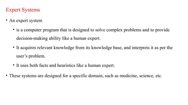 Expert Systems in Artificial Inteligence