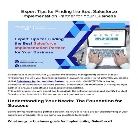 Expert Tips for Finding the Best Salesforce Implementation Partner for Your B...