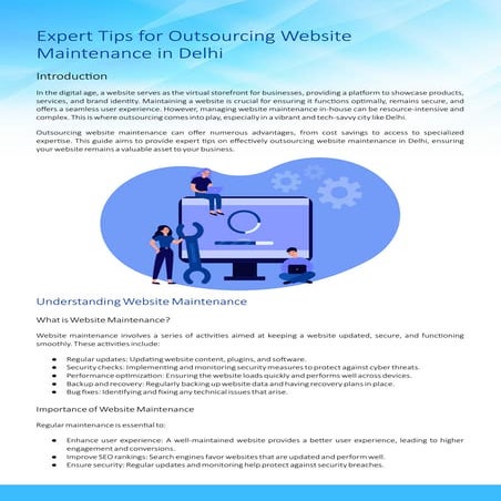 Expert Tips for Outsourcing Website Maintenance in Delhi