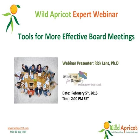 Expert Webinar Series: Tools for More Effective Board Meetings - Feb 5, 2015